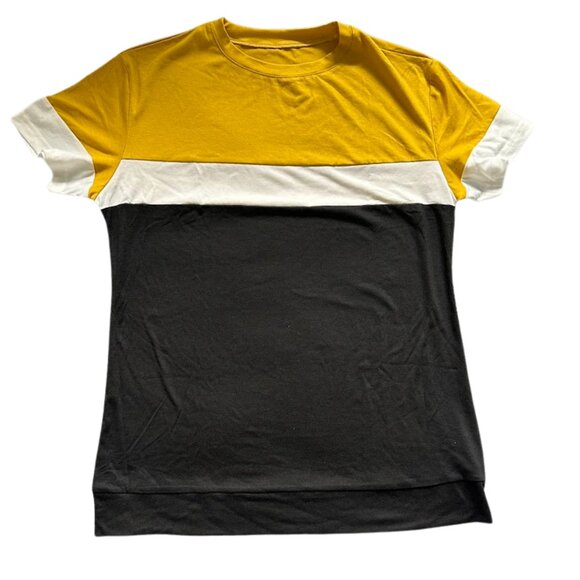 ZIWOCH Tops - Women's Yellow/Black/White Color Block T-Shirt Medium NWOT